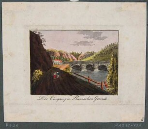 Der Plauensche Grund mit der Buschmühle und der Hegereiterbrücke nach Norden