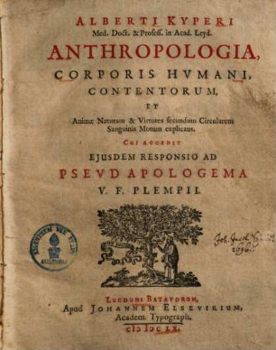 Alberti Kyperi Anthropologia, corporis humani : contentorum, et animae naturam & virtutes secundum circularem sanguinis matum explicans