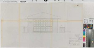 Münster (Münster) Neubau des Gymnasiums Paulinum Aula Ansicht des Nordgiebels 1957 1 : 50 50 x 92 Pause Staatshochbauamt Münster Regierung Münster Nr. 34075