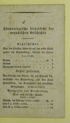 Chronologische Uebersicht der preußischen Geschichte