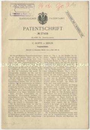 Patentschrift eines Trapezschiebers für Dampfkessel, Patent-Nr. 37 408
