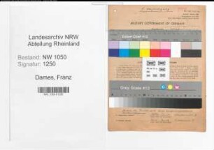 Entnazifizierung Franz Dames , geb. 20.08.1904 (Lehrer)