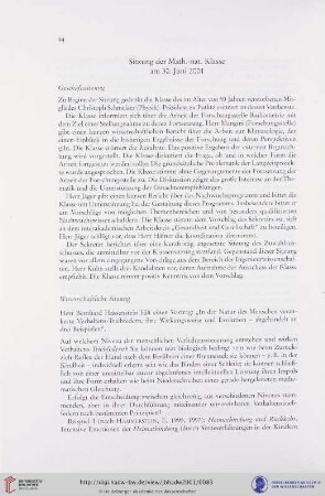 Sitzung der Math.-nat. Klasse am 30. Juni 2001
