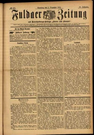 Ausgabe vom Samstag, den 01. Dezember 1894.