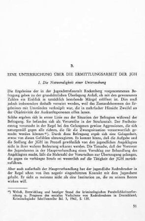 I. Die Notwendigkeit einer Untersuchung