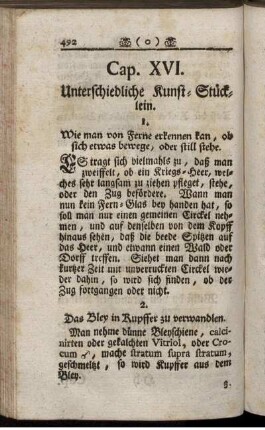 Cap. XVI. Unterschiedliche Kunst-Stücklein.