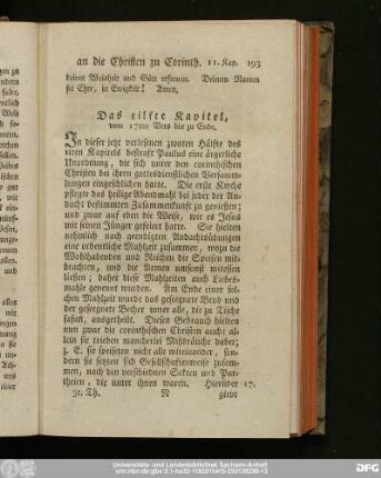 Das eilfte Kapitel, vom 17ten Vers bis zu Ende.