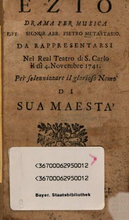 Ezio : Dramma per musica