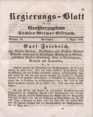 Nr. 13 : 1. April 1851