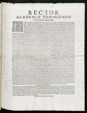 Rector Academiae Tubingensis Salvere Lecturos humaniter jubet : Post vitae primaeva in Paradiso dispendia, mortem nemo ...