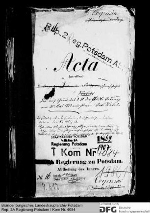 Ortsstatuten auf Grund des § 11 der Städteordnung vom 30. Mai 1853 in Köpenick