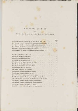 Erstes Verzeichniß der Allerhöchsten, Höchsten und Hohen Beförderer dieses Werkes.