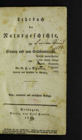 Lehrbuch der Naturgeschichte : für Schulen und zum Selbstunterricht