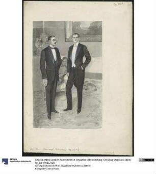Zwei Herren in eleganter Abendkleidung: Smoking und Frack