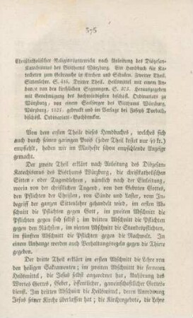 375-376 Christkatholischer Religionsunterricht nach Anleitung des Diözesan-Katechismus des Bisthums Würzburg : Ein Handbuch für Katecheten zum Gebrauche in Kirchen und Schulen"