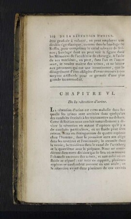 Chapitre VI. De la rétention d'urine.