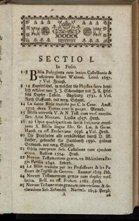 [In Folio.] Sectio I. - Sectio XII.