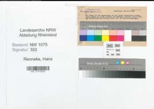 Entnazifizierung Hans Renneke , geb. 29.05.1912 (Theaterleiter)