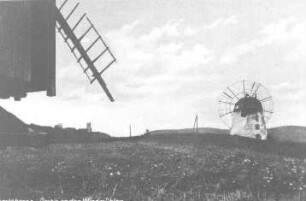 Eckartsberga. Partie an den Windmühlen, Ansichtskarte, um 1954, Repro