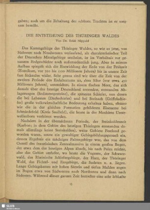 Die Entstehung des Thüringer Waldes