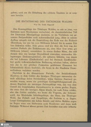 Die Entstehung des Thüringer Waldes