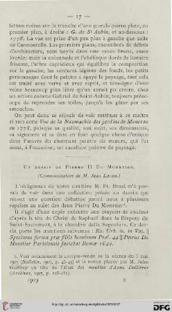 Un dessin de Pierre II Du Monstier