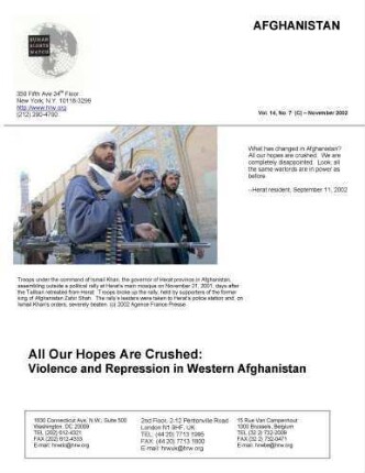 All our hopes are crushed : violence and repression in Western Afghanistan