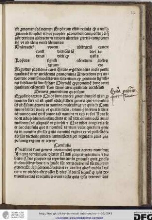 Expositio textus: quot sunt genera pronominum id est in pronomine fere id est quasi eadem scilicet genera
