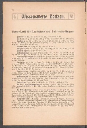 Wissenswerte Notizen