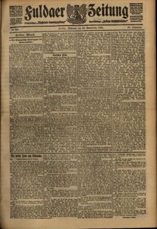 Erste Ausgabe vom Mittwoch, den 29. September 1909.