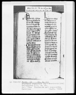 Diurnale aestivale mit Brevierteilen — ---, Folio 296versoZierinitiale