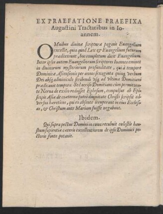 Ex Praefatione Praefixa Augustini Tractatibus in Ioannem.
