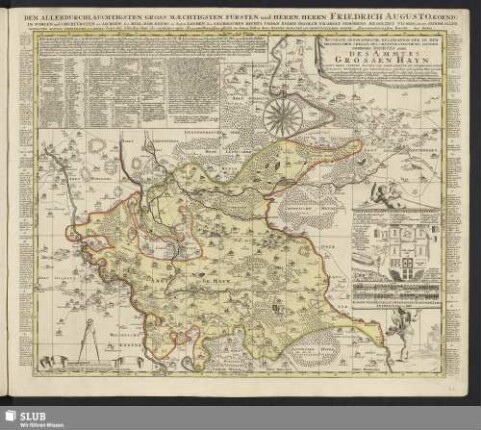 Accurate Geographische Delineation Der In Dem Meisnischen Creisse Des Churfürstenthums Sachsen Liegenden Dioeces Oder Des Ammtes Grossen Hayn : Sammt Ihren Staedten Flecken und Dorfschaften …