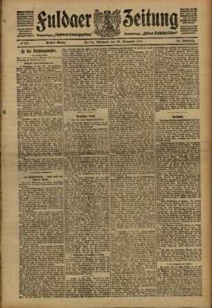 Erste Ausgabe vom Mittwoch, den 20. Dezember 1911.