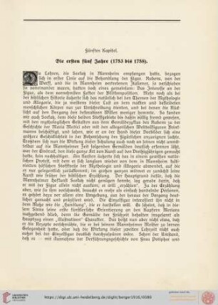 Fünftes Kapitel: Die ersten fünf Jahre (1753 bis 1758)