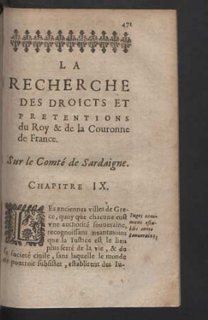 Sur le Comté de Sardaigne. Chapitre IX.