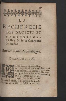 Sur le Comté de Sardaigne. Chapitre IX.
