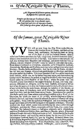 Of the famous, great Navigable River of Thames