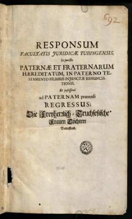 1-84, Responsum Facultatis Juridicae Tubingensis