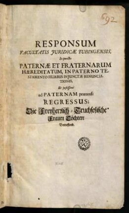 1-84, Responsum Facultatis Juridicae Tubingensis