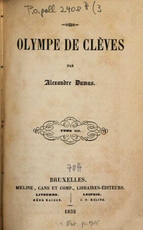 Olympe de Clèves : par Alexandre Dumas, 3