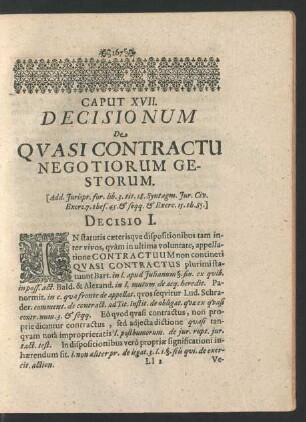 Caput XVII. Decisionum De Quasi Contractu Negotiorum Gestorum.
