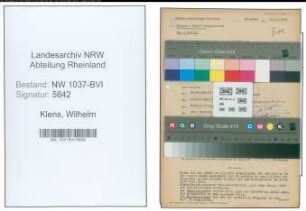 Entnazifizierung Wilhelm Klens , geb. 29.05.1912 (Bankinspektor)