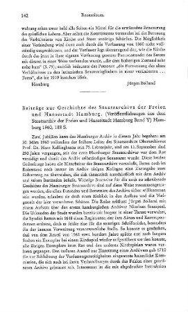Beiträge zur Geschichte des Staatsarchivs der Freien und Hansestadt Hamburg, (Veröffentlichungen aus dem Staatsarchiv der Freien und Hansestadt Hamburg, 5) : Hamburg, 1960