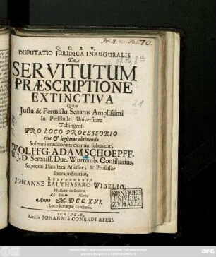 Disputatio Juridica Inauguralis De Servitutum Præscriptione Extinctiva