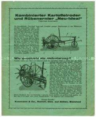 Kombinierter Kartoffelroder und Rübenernter "Neu-Ideal"