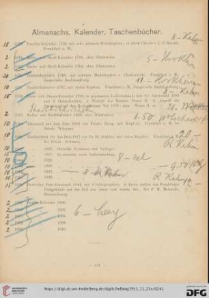 Almanachs, Kalender, Taschenbücher, Bücher (Nr. 1973-2097)