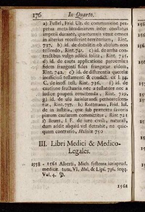 III. Libri Medici & Medico-Legales.
