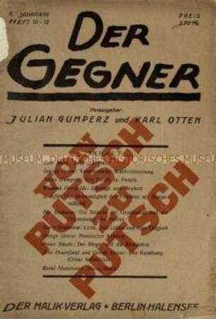 Dadaistisch-expressionistische Zeitschrift, Jg. 1919