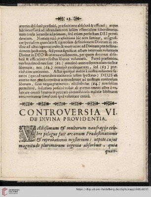 Controversia VI: De Divina providentia